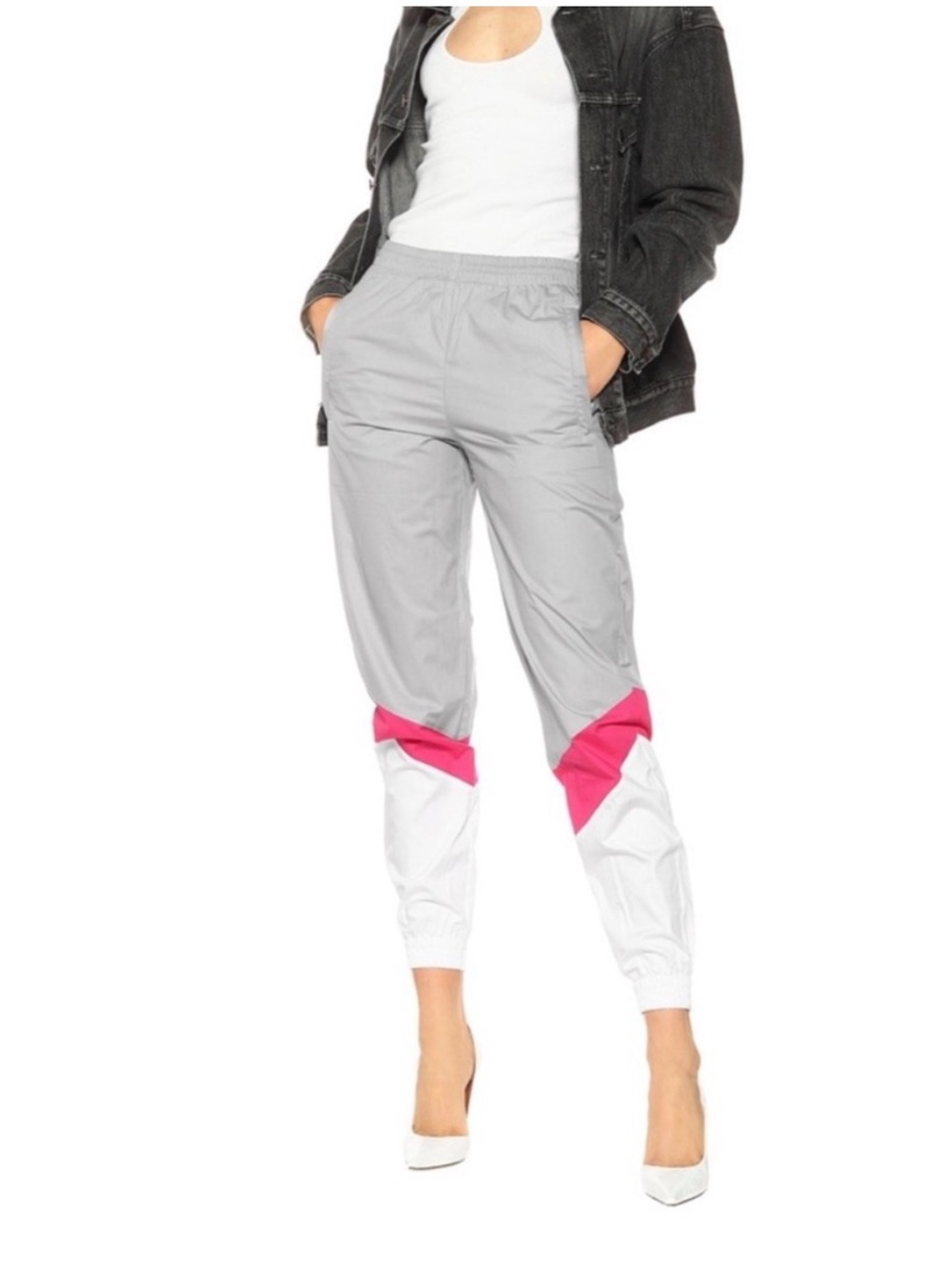 Vetements Multicolored Drawstring Joggers Grey White Pink Size XS